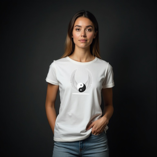 Playera BW "YING YANG ALAS WHITE 022"