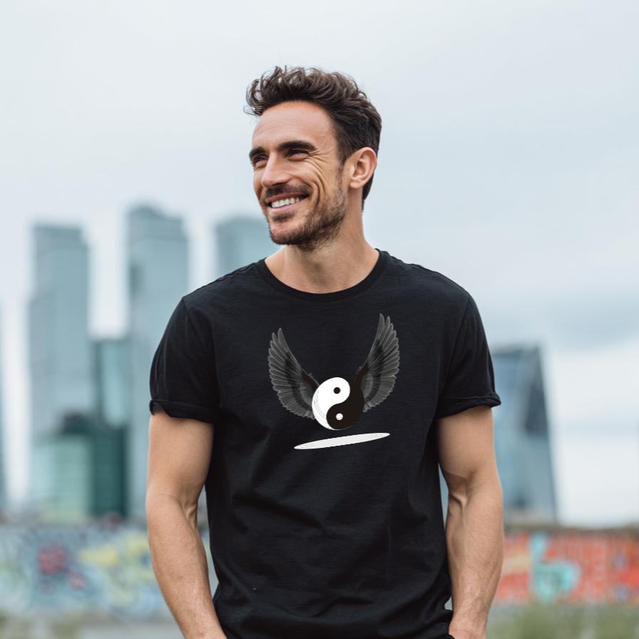 Playera BW "YING YANG ALAS BLACK 023"